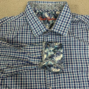 Robert Graham Shirt Mens 2XL XXL Blue Paisley Flip Cuff Spread Button Up - Picture 1 of 10