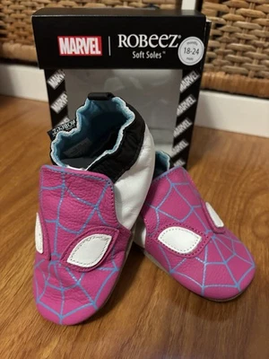 ¡Nuevo! Robeez MARVEL Bebé Suelas Suaves Zapatos Fantasma Araña Talla 18-24 Meses Rosa Foto 1 de 4