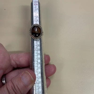 Винтажное кольцо в родном стиле из старой пешки с огнем агатом размер 4 плетеное серебро L59 - Изображение 1 из 4