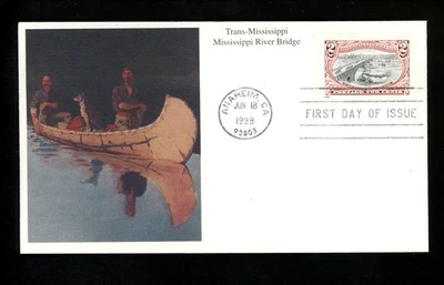 US FDC #3209b Mystic 1998 CA Trans-Mississippi Centennial Re-Issue River Bridge - Image 1 of 2