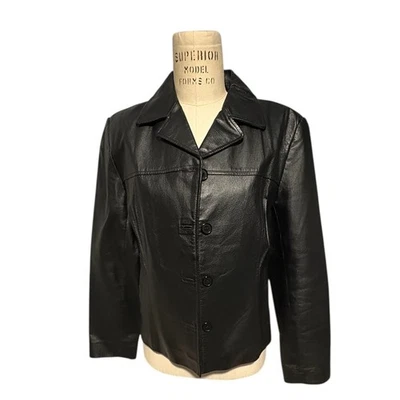 Chaqueta Blazer CLIO LEATHER Mujer Negra Botón Frontal Talla M Motostyle Invierno Foto 1 de 4