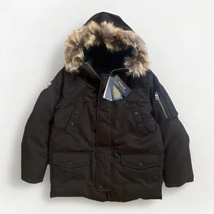 NWT Polo Ralph Lauren Big Boy’s S (8) Water Resistant Down Parka Coat Black - Picture 1 of 9
