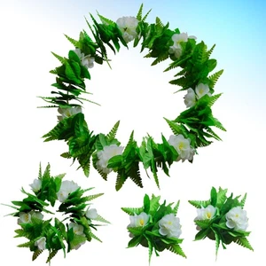 Set 4 Pezzi Ghirlanda Hawaii Lei Tropicale Bracciale Hawaiano - Foto 1 di 11