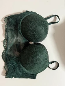 Victoria's Secret 36D BOMBSHELL CORSET TOP BRA EMERALD GREEN LACE - Picture 1 of 3