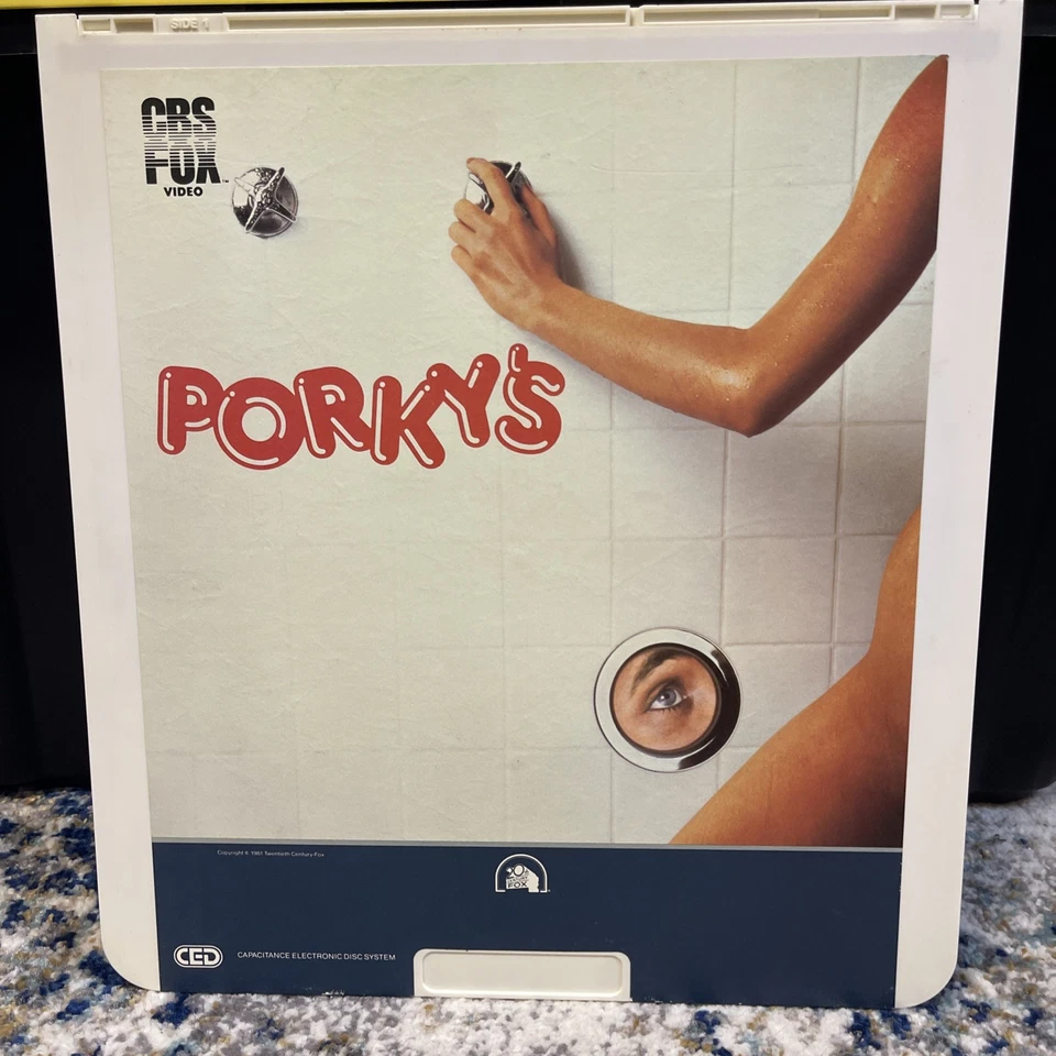 Vintage Video Disc Porky's  CED Disc 1980s Raunchy Comedy Movie Display Wall Art Foto 1 de 2