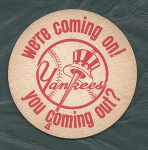70er Jahre? New York Yankees 3,5" Durchmesser Untersetzer Schaefer Bier EXMT+ - Bild 1 von 2