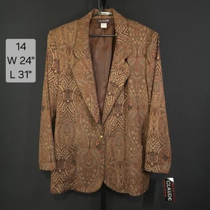 NWT Vintage Claude Blazer Jacket Womens 14 80s 90s USA Made Paisley Tapestry - Picture 1 of 7