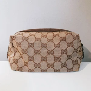 GUCCI Tasche GG Muster Canvas Canvas Pouch Full Pattern braun Reißverschluss - Bild 1 von 10
