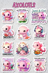 12 Pcs Axolotl Planner Journal Kindle Vinyl Stickers