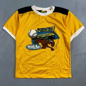 Vintage Scooby Doo Curveball Shirt Boys Size 12 Yellow Jersey Baseball 2000 Y2K - Picture 1 of 9