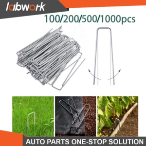 Labwork 100/200/500/1000Pack Garden Stakes 6" Galvanized Landscape Staples - Picture 1 of 26
