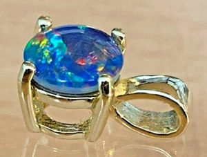 Opal Pendant Solid Silver S925 with Rhodium or 14k Gold Finish Best Quality - Picture 1 of 22