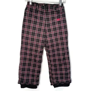 Roxy Girl Black With Pink Plaid Check Insulated Snow Ski Snowboarding Pants 5 - Picture 1 of 10