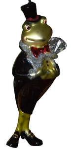 Bride & Groom Wedding Frogs Ornaments Set Glass - Picture 1 of 6
