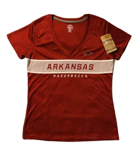 New NCAA Arkansas Razorbacks Women’s Red V-neck Cheer Style Shirt Size M (8/10) - Picture 1 of 3