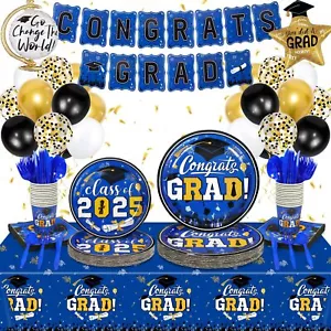 Graduation Plates and Napkins 2025 Blue Graduation Decorations Class of 2025 ... - Picture 1 of 7