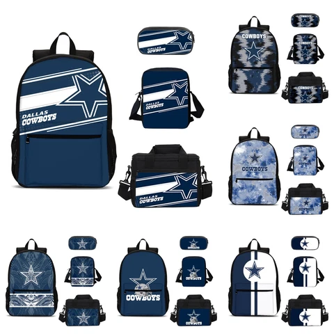 Dallas Cowboys Backpack Set 4PCS School Bag Lunch Bag Crossbody Bag Pen Box Gift Cover