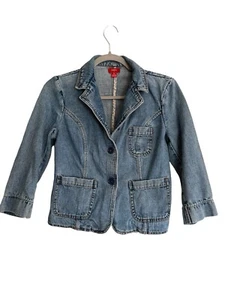 Mossimo Denim Jean Blazer Jacket Womens Size M Blue Vintage - Picture 1 of 10