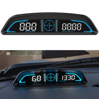 HUD GPS Head Up Display Speedometer Odometer Car Digital Speed Overspeed Alarm - Image 1 of 4