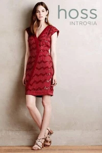 Hoss Intropia Womens Redcurrant Beaded Sequin Dress Party UK 14 NWT - Picture 1 of 5