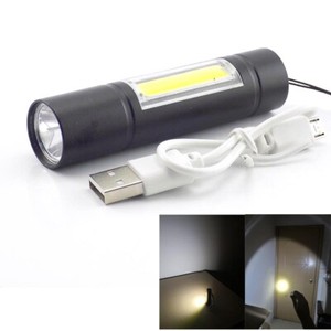 LED COB USB charging Battery Flashlight Lamp in Torch Mini Work light USB