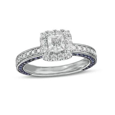 Anel de noivado Vera Wang Collection 1 CT corte princesa branco CZ em prata 925 - Imagem 1 de 3