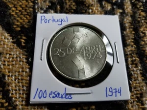 Portugal 100 Escudos 1976 (1974) Silver Circulated - Carnation Revolution - Picture 1 of 2
