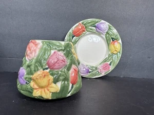YANKEE Candle Daffodil Tulip Green Floral 3D Small Jar Plate Topper Spring - Picture 1 of 8