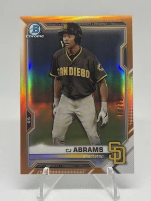 2021 Bowman Chrome Prospects C.J. Abrams #BCP-227 (RC) Yellow Refractor /75 - Image 1 of 3