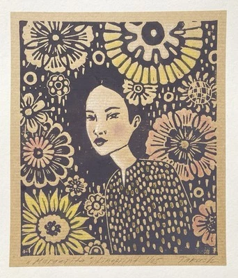 Original Linolschnitt Druck „Margarita“. Handgefertigt - Bild 1 von 3