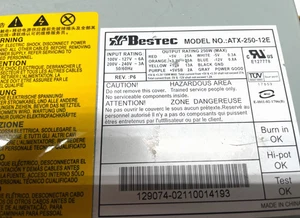 Bestec Model No. ATX-250-12E Power Supply 250W MAX From Working Unit - Picture 1 of 5