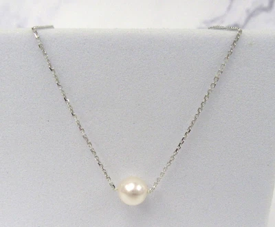 Collar de perlas cultivadas de 7 mm de oro blanco de 14k 'Añadir una perla' para iniciar 16" Foto 1 de 4