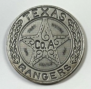Texas Rangers Badge / Estados Unidos Mexicanos .999 1 oz Antiqued Silver Round - Picture 1 of 2