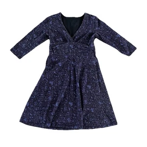 Patagonia Margot 3/4 Arm Paisley Kleid Medium Baumwolle Stretch Jersey Lila - Bild 1 von 6