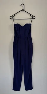 Forever New Blue Strapless Jumpsuit with Pockets Cocktail/Wedding - Size 6 - Picture 1 of 9