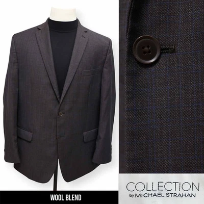 MICAHAEL STRAHAN Hombre Marrón Azul Estampado Deporte Abrigo Traje Chaqueta Blazer 46 R Foto 1 de 4