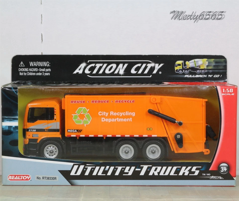 Camión de basura Action City "Diecast - Naranja" escala 1/50 Foto 1 de 1