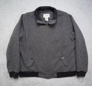LL Bean Jacke Herren L grau Fischgrät Wollmischung Taschen - Bild 1 von 9