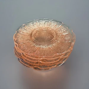 Kirschblüten Untertassen Jeannette Depression Glas 6er Set Rosa - Bild 1 von 9