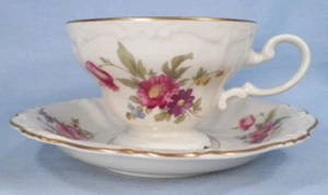 Rosenthal Pomapdour Cup & Saucer Porcelain Colorful Flowers Cream Selb Germany - Picture 1 of 6