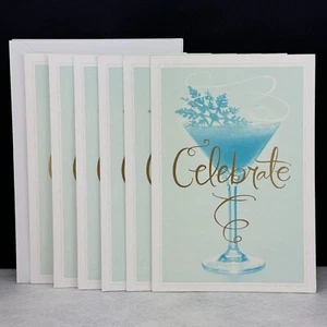 LOT OF 6 HALLMARK NEW YEAR Cards + Envelopes, Celebrate Martini Glass Snowflake - Picture 1 of 5