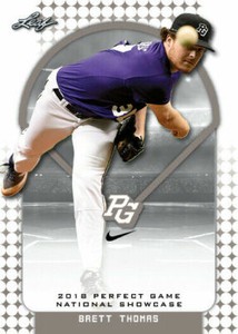 BRETT THOMAS 2018 "1ST EVER PRINTED" LEAF PERFECT GAME ROOKIE CARD #216! 