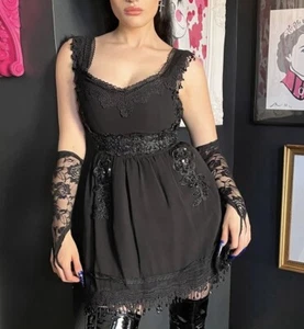 NWT LabelRail X Sophia Hadjipanteli Size 8 Black Beaded Babydoll Dress - Picture 1 of 12