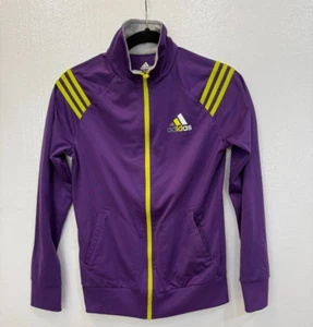 Adidas Women's Small Purple & Yellow Climalite Zip Front Athletic Track Jacket - Picture 1 of 7