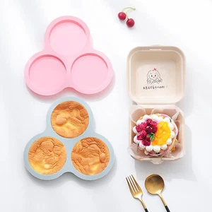Air Fryer Egg Mold 3 Cavity Silicone Air Fryer Egg Pan Round Cake Mold Non-Stick - Picture 1 of 14