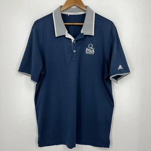 Adidas Polo Shirt Men's L Blue PGA Championship Golf Quail Hollow Short Sleeve - Picture 1 of 10