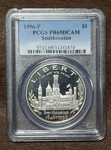 1996-P Smithsonian Commemorative Silver Dollar PCGS Proof-69 DCAM Cover