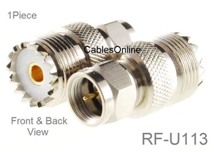 F-Type Male Plug to UHF PL259 Female Jack Adapter, CablesOnline RF-U113 - Picture 1 of 3