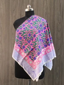 Bloque de mano de algodón indio playa sarong estampado floral cuerpo envolvente cubierta pareo - Imagen 1 de 4