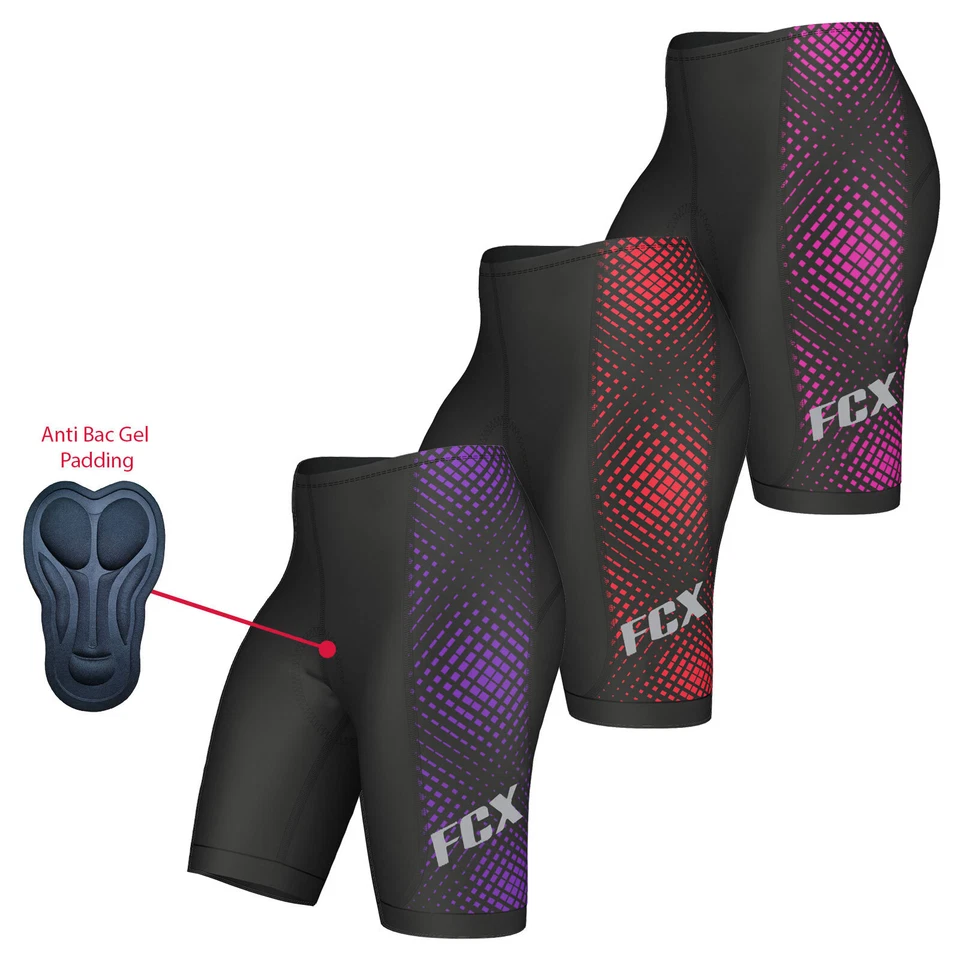 FCX SPORTS Damen Radsportshorts 3D Gel gepolstert Kompression Straße Radfahren enge Damenshorts